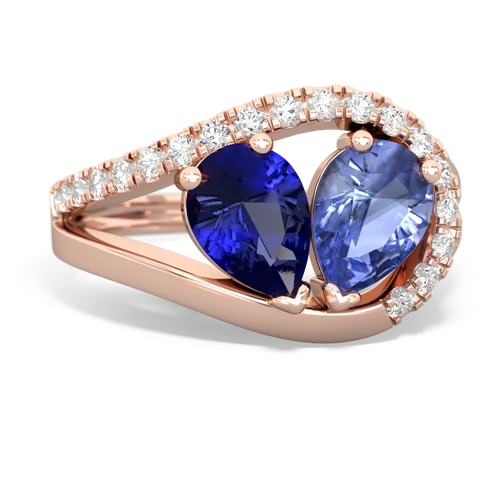 Lab Sapphire Lab Created Sapphire with Genuine Tanzanite Nestled Heart Keepsake ring Ring