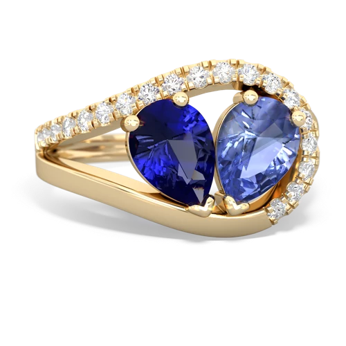 lab sapphire-tanzanite pave heart ring