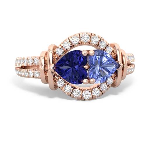 Lab Sapphire Lab Created Sapphire with Genuine Tanzanite Art-Deco Keepsake ring Ring