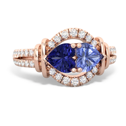 lab sapphire-tanzanite pave keepsake ring