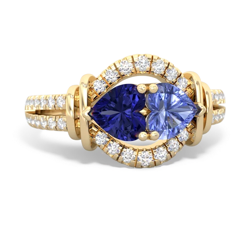 lab sapphire-tanzanite pave keepsake ring