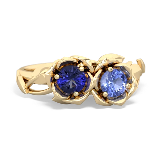 Lab Sapphire Lab Created Sapphire with Genuine Tanzanite Rose Garden ring Ring