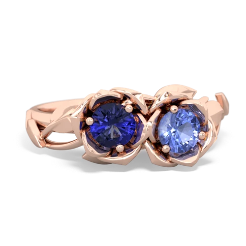 lab sapphire-tanzanite roses ring