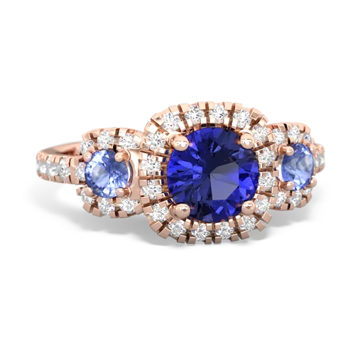 Lab Sapphire Lab Created Sapphire with Genuine Tanzanite and Genuine Black Onyx Regal Halo ring Ring