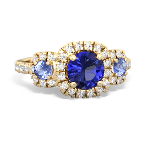 Lab Sapphire Lab Created Sapphire with Genuine Tanzanite and  Regal Halo ring Ring