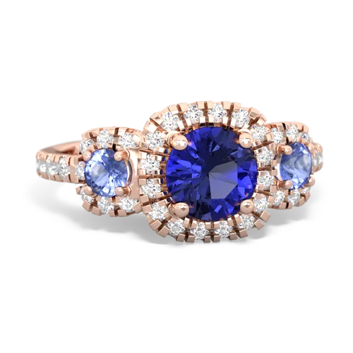 lab sapphire-tanzanite three stone regal ring