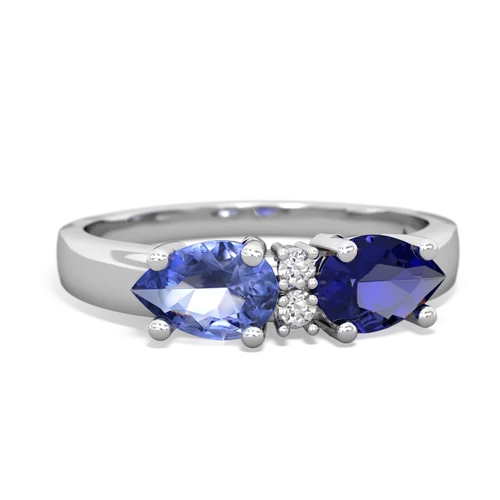 Lab Sapphire Lab Created Sapphire with Genuine Tanzanite Pear Bowtie ring Ring