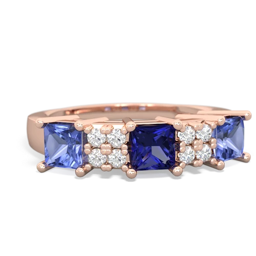 Lab Sapphire Lab Created Sapphire with Genuine Tanzanite and Genuine Aquamarine Three Stone ring Ring