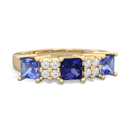 Lab Sapphire Lab Created Sapphire with Genuine Tanzanite and  Three Stone ring Ring