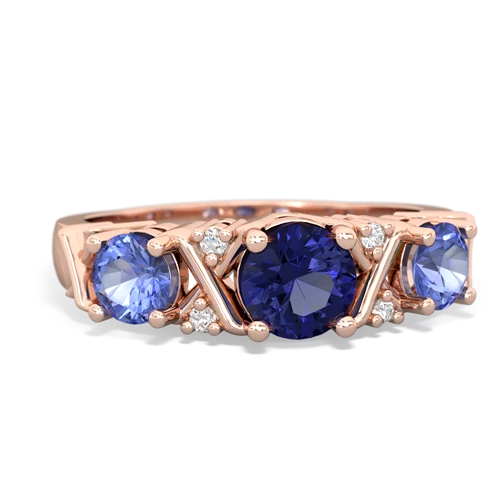Lab Sapphire Lab Created Sapphire with Genuine Tanzanite and  Hugs and Kisses ring Ring