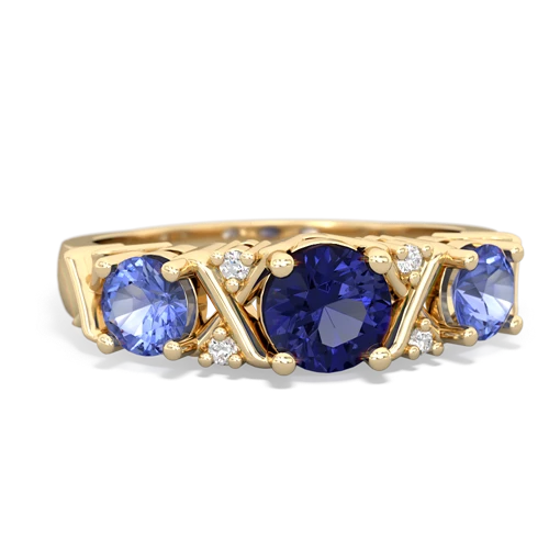 Lab Sapphire Lab Created Sapphire with Genuine Tanzanite and Genuine London Blue Topaz Hugs and Kisses ring Ring