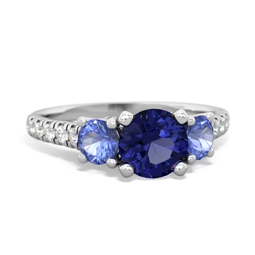 Lab Sapphire Lab Created Sapphire with Genuine Tanzanite and Genuine Pink Tourmaline Pave Trellis ring Ring