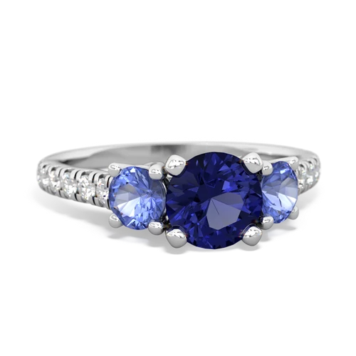 lab sapphire-tanzanite trellis pave ring