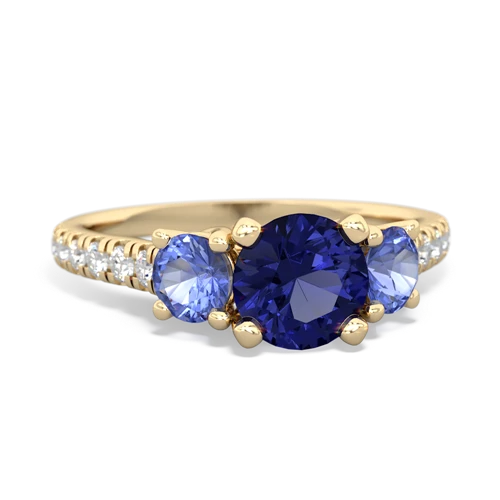 lab sapphire-tanzanite trellis pave ring