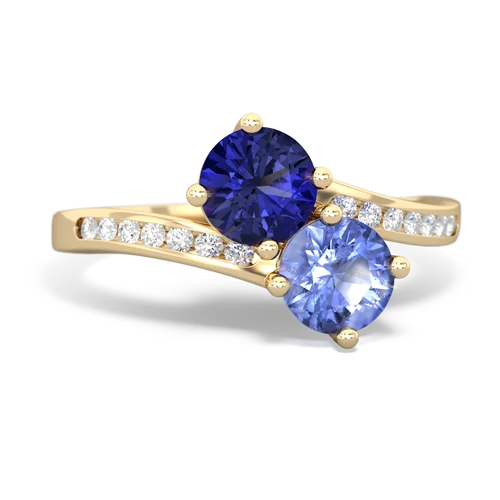 Lab Sapphire Lab Created Sapphire with Genuine Tanzanite Keepsake Two Stone ring Ring