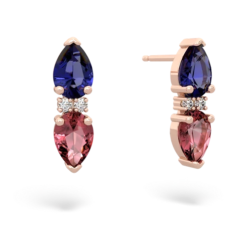 lab sapphire-tourmaline bowtie earrings