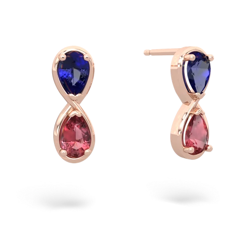 lab sapphire-tourmaline infinity earrings