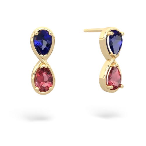 lab sapphire-tourmaline infinity earrings