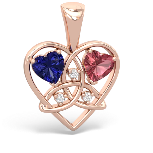 lab sapphire-tourmaline celtic heart pendant
