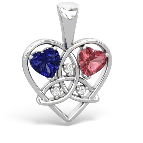 lab sapphire-tourmaline celtic heart pendant