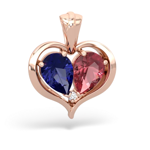 lab sapphire-tourmaline half heart whole pendant