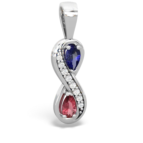 Lab Sapphire Lab Created Sapphire with Genuine Pink Tourmaline Keepsake Infinity pendant Pendant