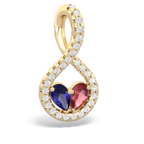 lab sapphire-tourmaline pave twist pendant