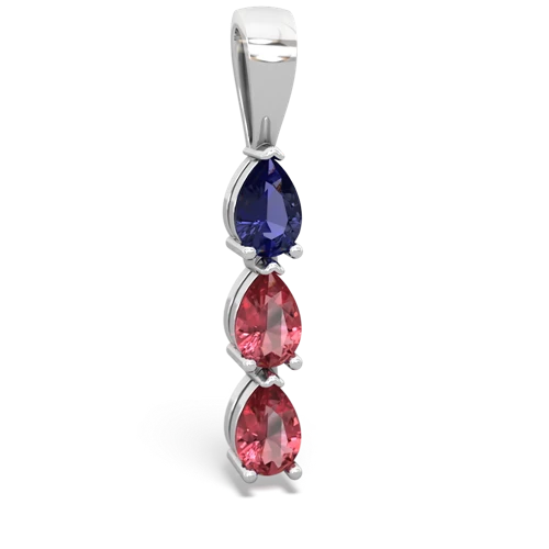 lab sapphire-tourmaline three stone pendant