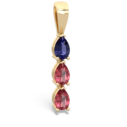 lab sapphire-tourmaline three stone pendant