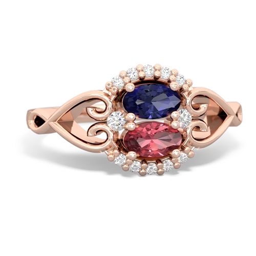 lab sapphire-tourmaline antique keepsake ring