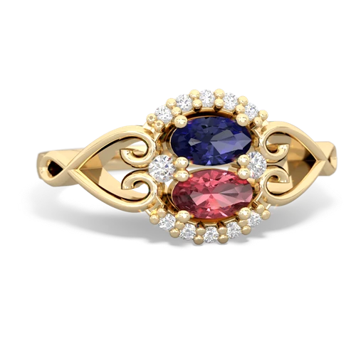 lab sapphire-tourmaline antique keepsake ring