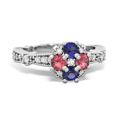 lab sapphire-tourmaline art deco engagement ring