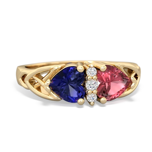 Lab Sapphire Lab Created Sapphire with Genuine Pink Tourmaline Celtic Trinity Knot ring Ring