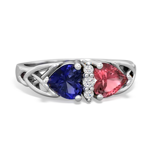 lab sapphire-tourmaline celtic ring