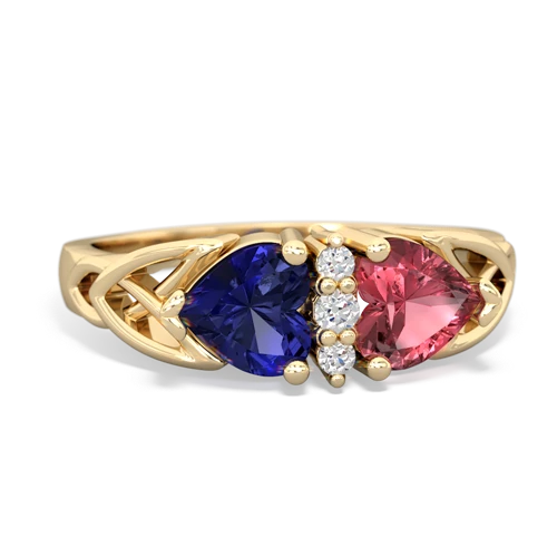 lab sapphire-tourmaline celtic ring