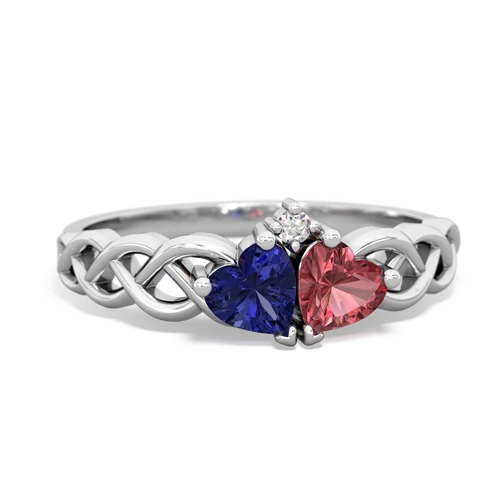 Lab Sapphire Lab Created Sapphire with Genuine Pink Tourmaline Heart to Heart Braid ring Ring