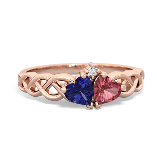 lab sapphire-tourmaline celtic braid ring