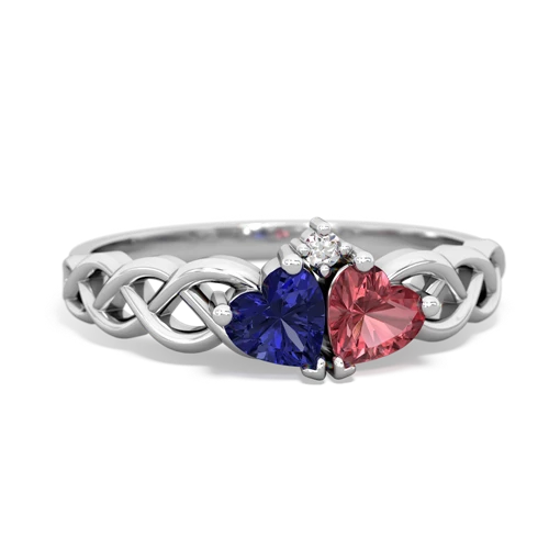 lab sapphire-tourmaline celtic braid ring