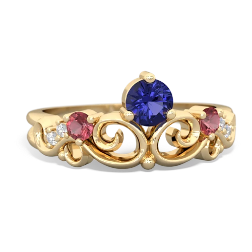 Lab Sapphire Lab Created Sapphire with Genuine Pink Tourmaline and  Crown Keepsake ring Ring