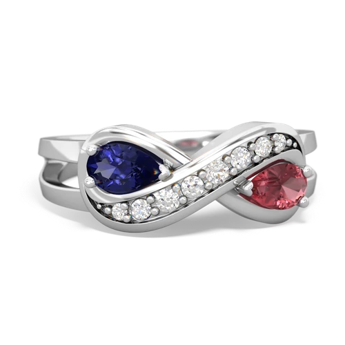 lab sapphire-tourmaline diamond infinity ring