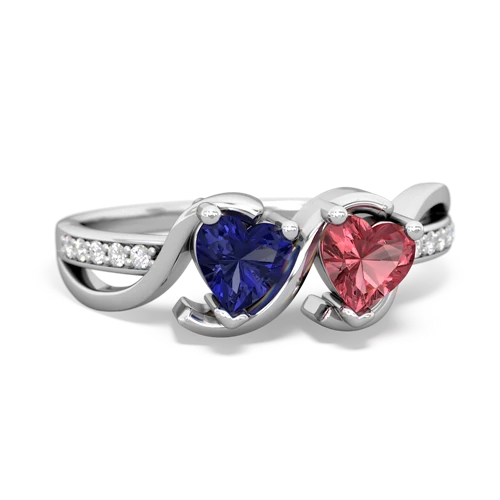 Lab Sapphire Lab Created Sapphire with Genuine Pink Tourmaline Side by Side ring Ring