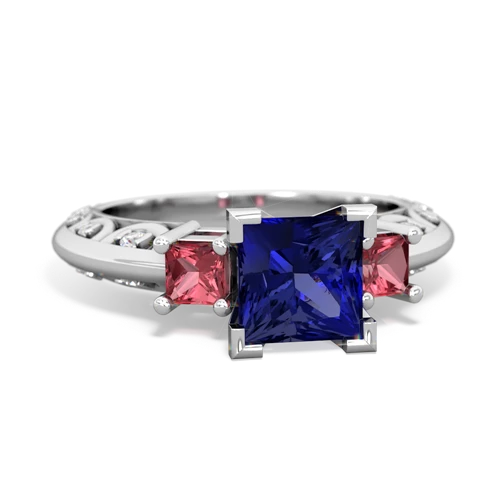 Lab Sapphire Lab Created Sapphire with Genuine Pink Tourmaline and Genuine Peridot Art Deco ring Ring