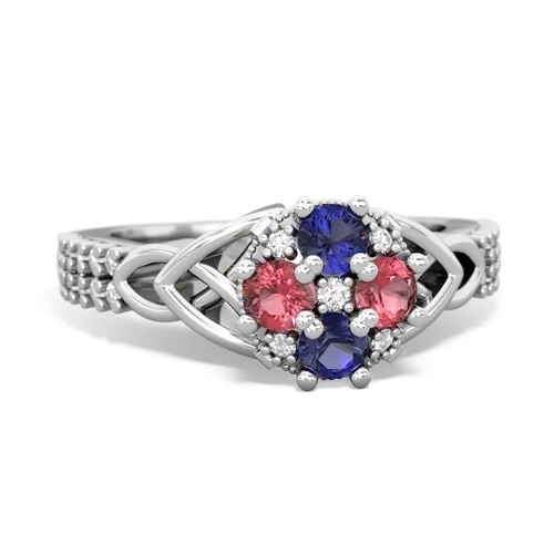 Lab Sapphire Lab Created Sapphire with Genuine Pink Tourmaline Celtic Knot Engagement ring Ring