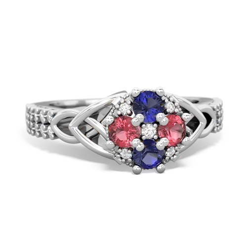 lab sapphire-tourmaline engagement ring