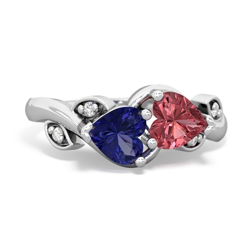 lab sapphire-tourmaline floral keepsake ring