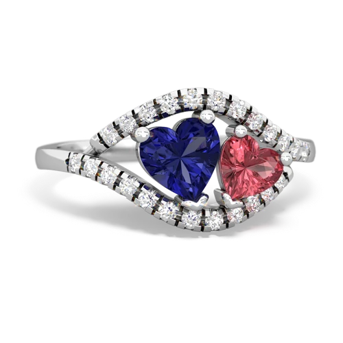 Lab Sapphire Lab Created Sapphire with Genuine Pink Tourmaline Mother and Child ring Ring