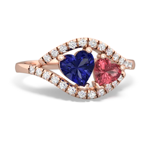 lab sapphire-tourmaline mother child ring