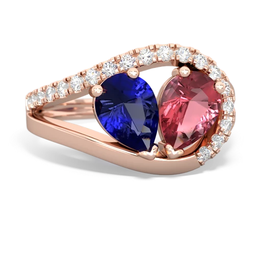 lab sapphire-tourmaline pave heart ring