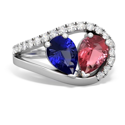 lab sapphire-tourmaline pave heart ring