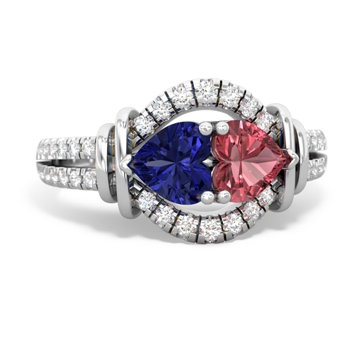 lab sapphire-tourmaline pave keepsake ring